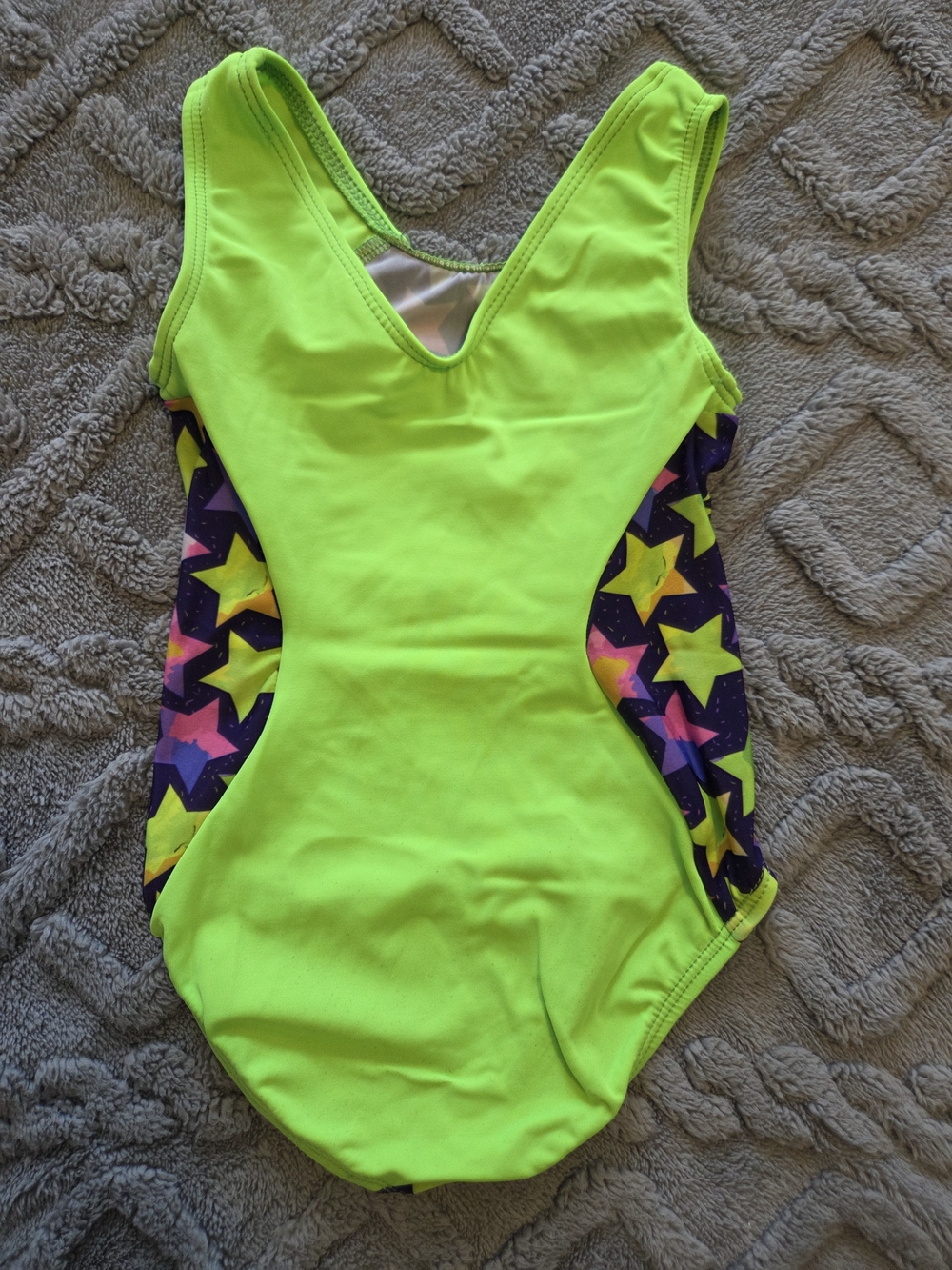 Toddler GK Neon Star Print Girls' Leotard - Lime, Pink, Yellow, Purple - Picture 5 of 5